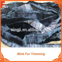 Mink Fur Trim, Black Color, Genuine Fur